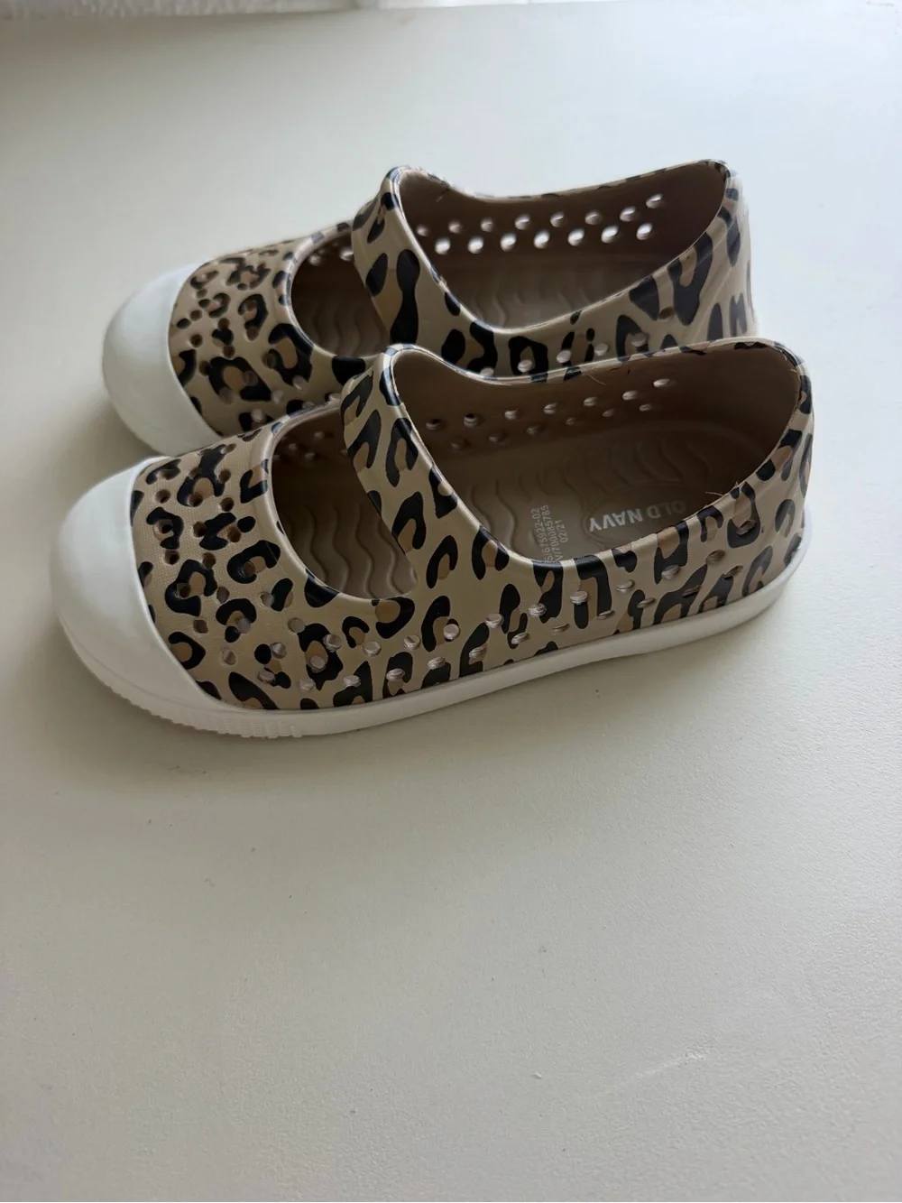 Old Navy Leopard Print Mary Jane Slip-Ons - Beige, Black, White
